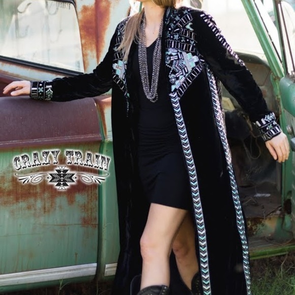 CRAZY TRAIN Jackets & Blazers - CRAZY TRAIN  THE STRAIT DUSTER  VELVET BLACK LONG